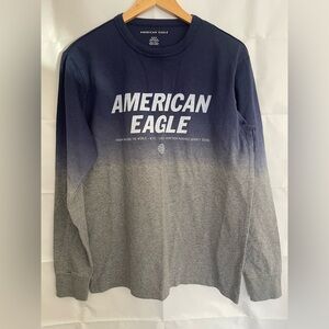 American Eagle Womens Sz M Long Sleeve T Shirt Blue Gray